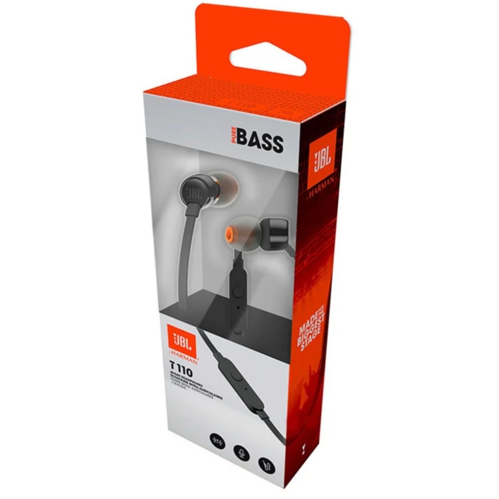 Audífonos Alámbricos JBL Intraaurales Tune 110 Color Negro
