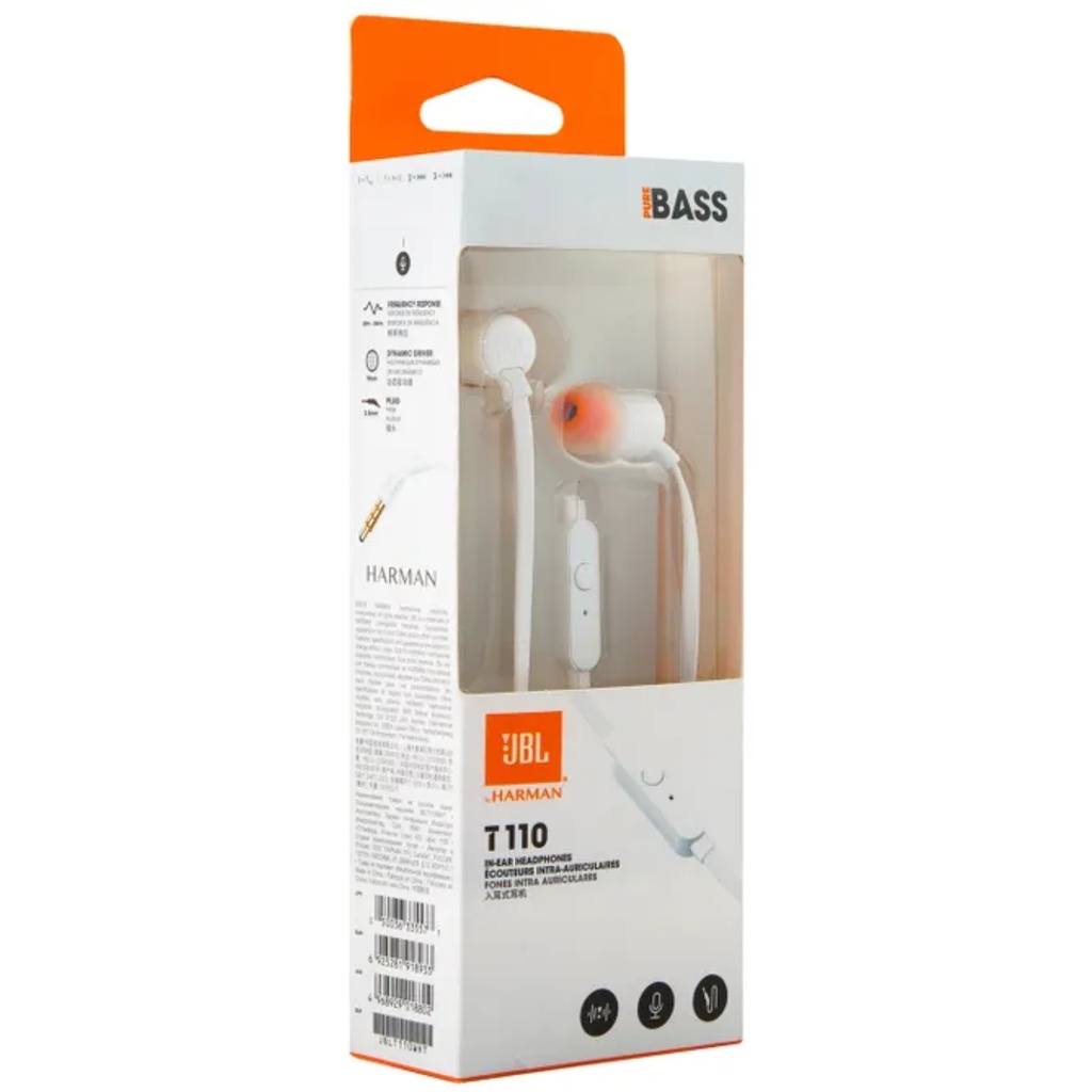 Audífonos Alámbricos JBL Intraaurales Tune 110 Color Blanco