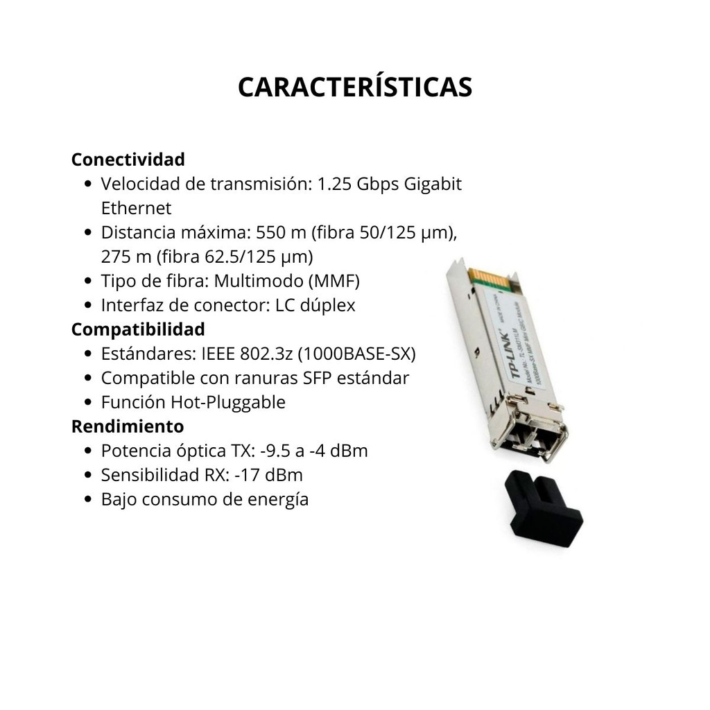 Transceiver TP-Link Gigabit SFP MiniGBIC Multimodo LC TL-SM311LM Hasta 550m