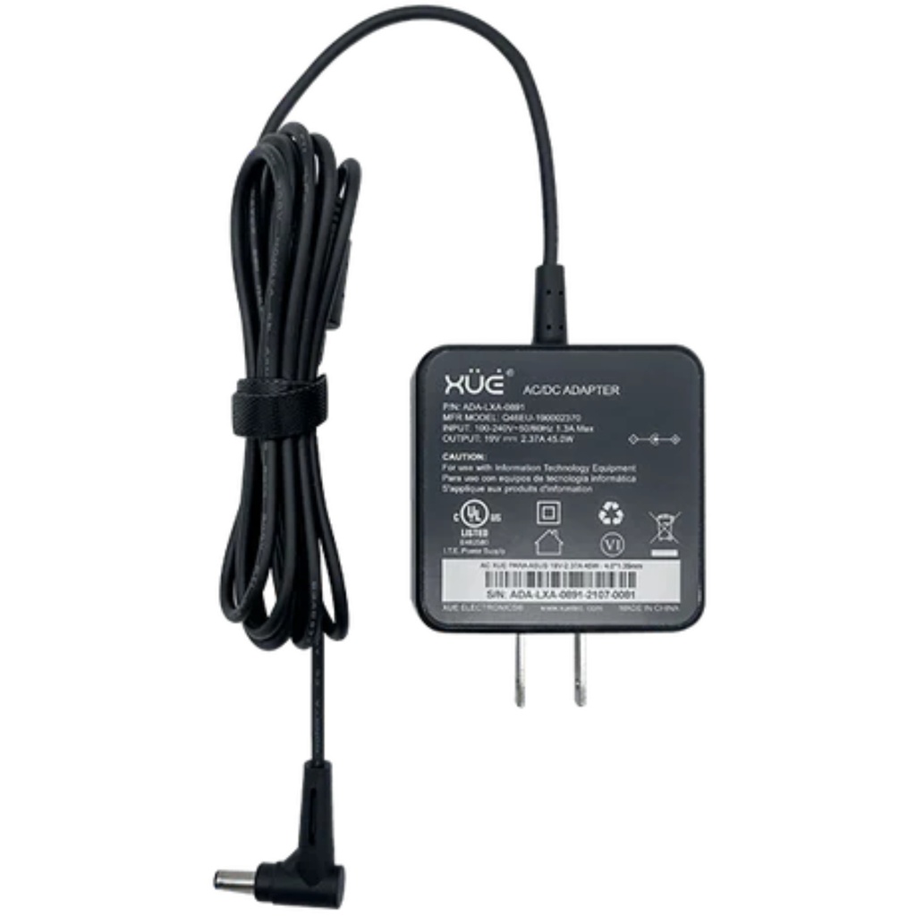 Cargador XUE De Corriente Para Portátil ASUS 19V-2.37A 45W/4.0X1.35 (Wall) Negro 