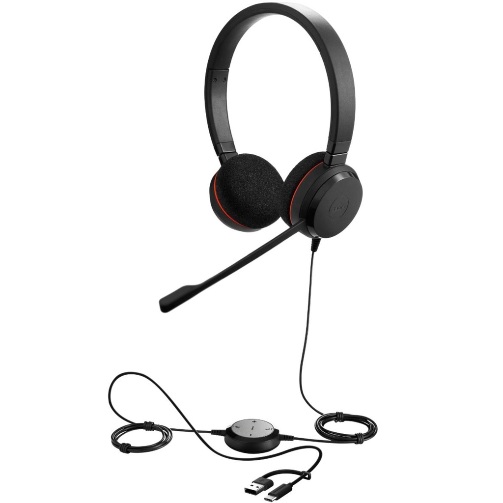 Audífonos Diadema Alámbricos Jabra Evolve 30 II Stereo MS USB C/A Ada Negros