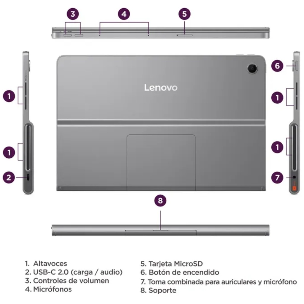 Tablet Lenovo Tab Plus 11.5" 2K 256GB/8GB Helio G99 Android 14, WiFi, Bluetooth, Doble Cámara, Color Gris + Case Y MotoBuds 
