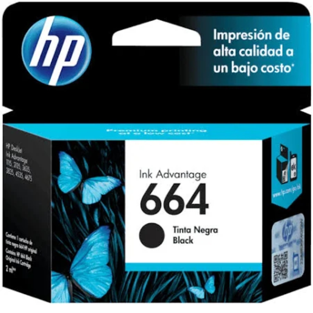 Cartucho De Tinta Hp 664 Color Negro + Resma Carta Original