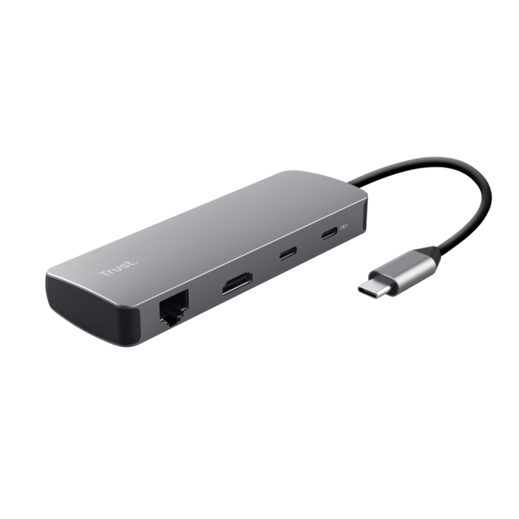 Adaptador Trust Multipuerto Usb - C 8 en 1 (Hdmi, de red, lector de tarjetas, USB-C y USB) 