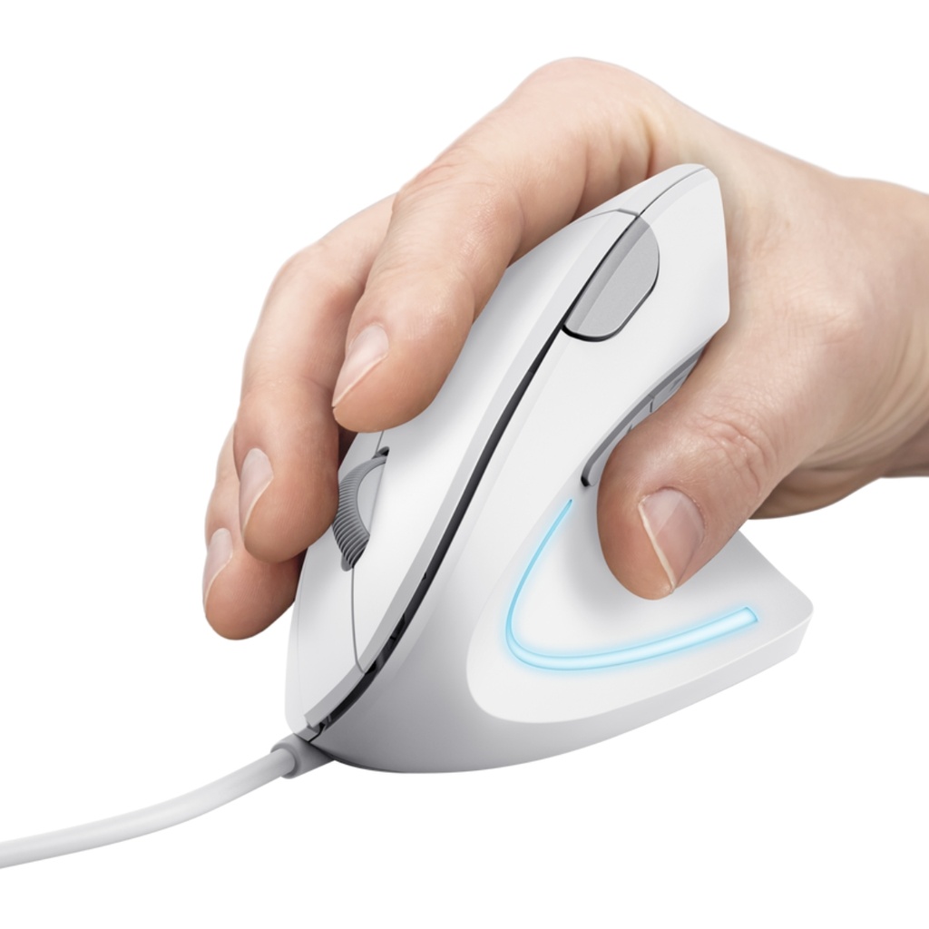 Mouse Trust Verto Alámbrico Diseño Vertical Blanco