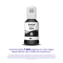 Botella Original De Tinta Epson 504 Negro, 7.500 Páginas, 120 Ml