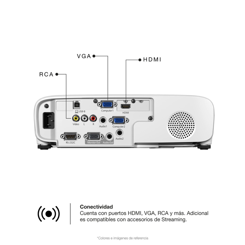 Proyector Epson PowerLite E20, 3.400 lúmenes, Resolución (1024 x 768)