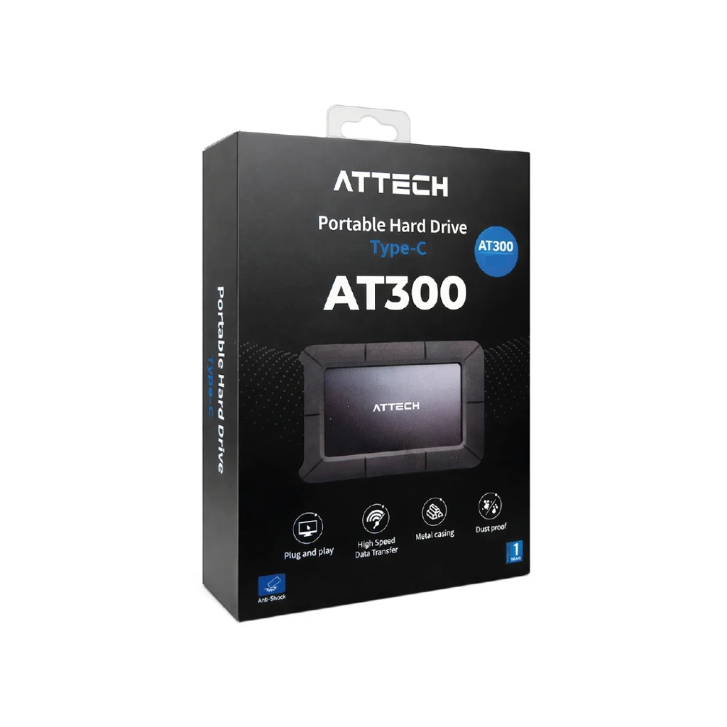 Disco Duro Externo Attech AT300 500 GB Negro