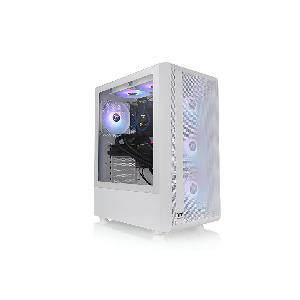 Chasis Thermaltake S200 TG Snow White con Vidrio Templado y 4 Ventiladores ARGB