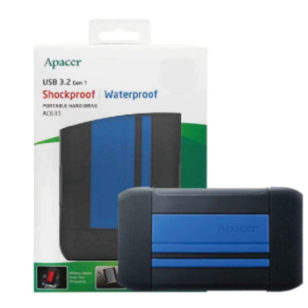 Disco Duro Externo Apacer AC633 2TB USB 3.2 Gen 1 Azul – Grado Militar