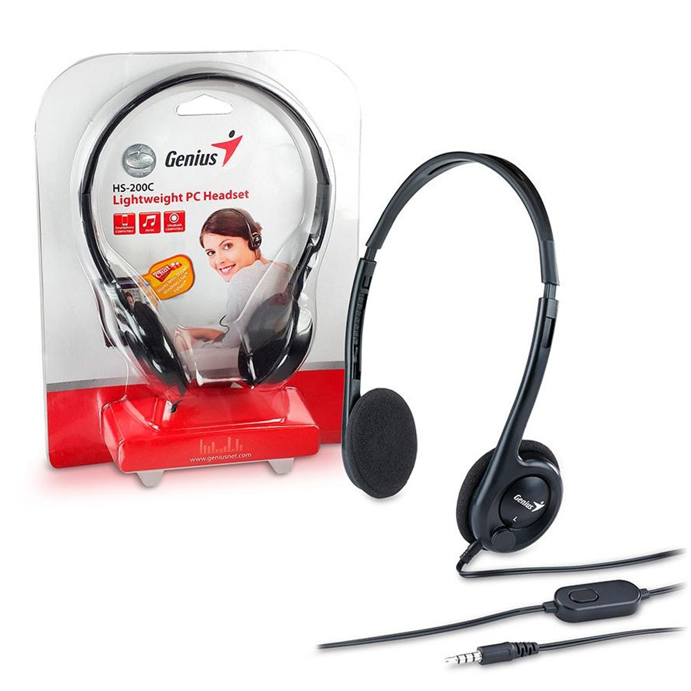 Additional Image for Audífono Diadema GENIUS Con Micrófono HS-200C 2 Plug 3.5mm COLOR Negro