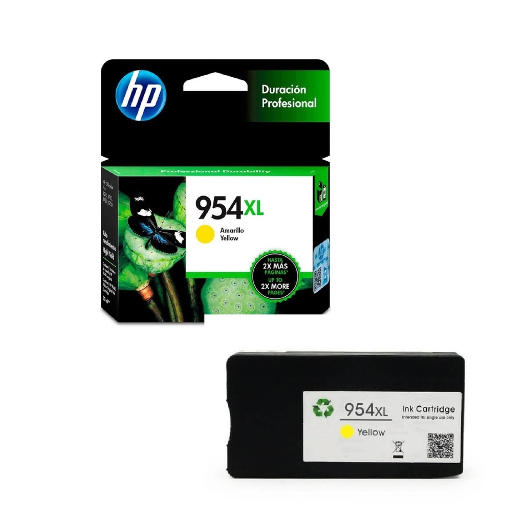 Cartucho Original De Tinta Hp 954xl Alto Rendimiento Amarillo, 1.600 Páginas, 20 ml