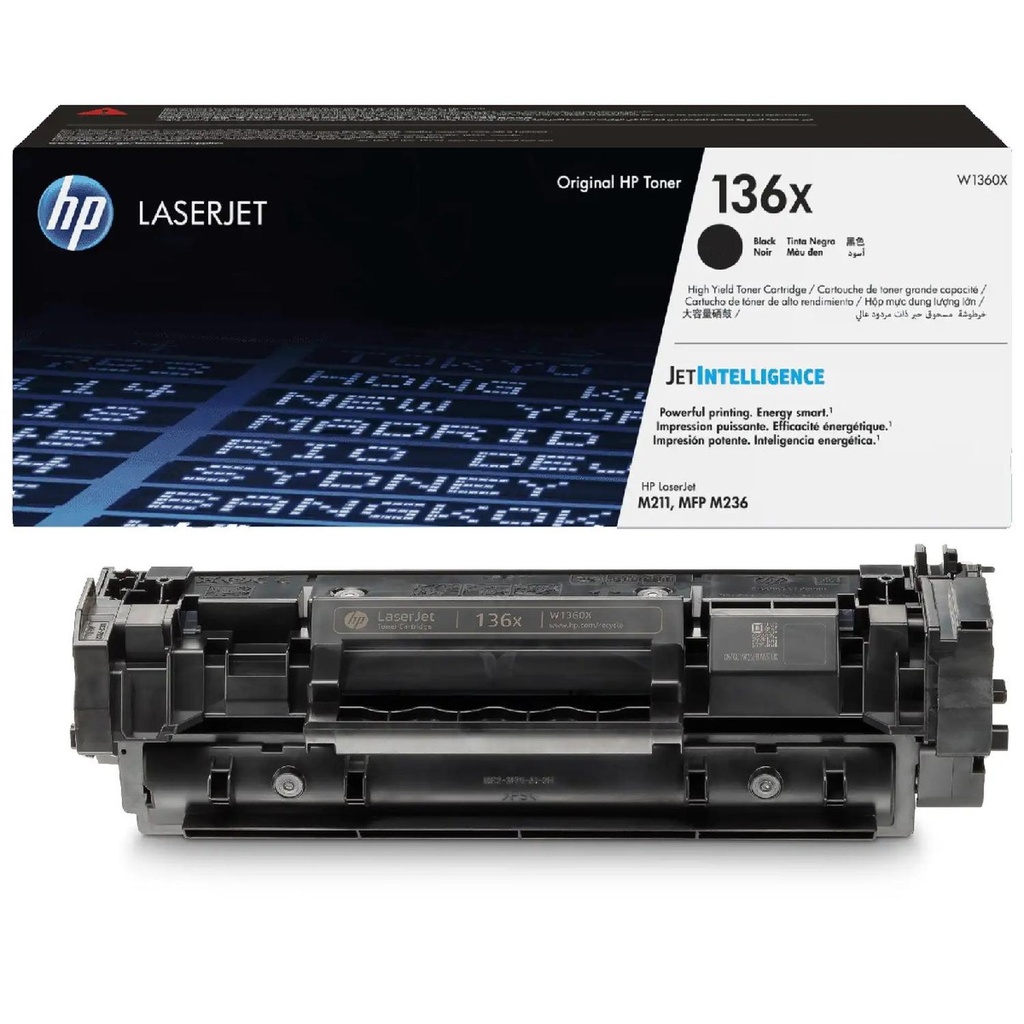 Cartucho Original de Tóner HP 136X Alto Rendimiento Negro, 2.600 Páginas