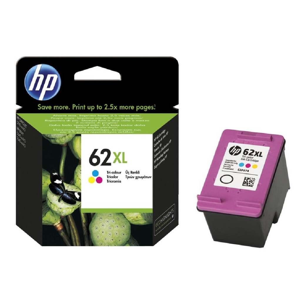 Cartucho Original De Tinta Hp 62xl Alto Rendimiento Tricolor, 415 Páginas, 11.5 ml
