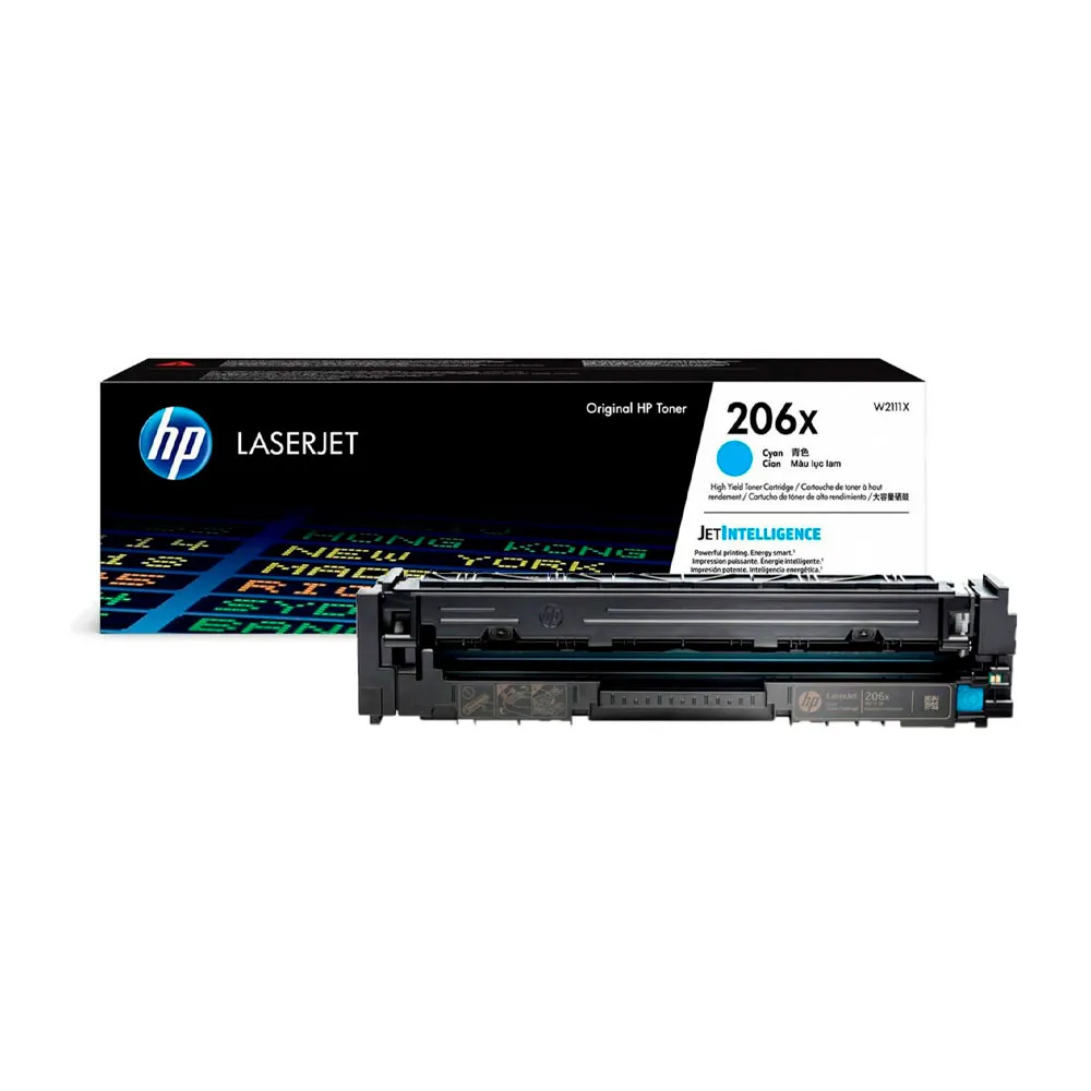 Cartucho Original de Tóner Hp 206X Alto Rendimiento Cian, 2.450 Páginas