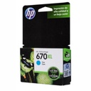 Cartucho Original De Tinta Hp 670xl Alto Rendimiento Cian, 750 Páginas, 7.5 ml