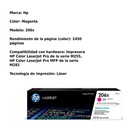 Cartucho Original de Tóner Hp 206X Alto Rendimiento Magenta, 2.450 Páginas