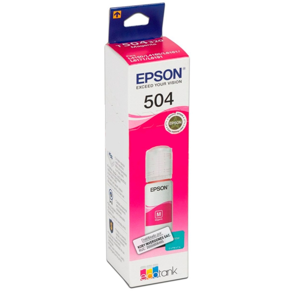 Botella Original De Tinta Epson 504 Magenta, 6.000 Páginas, 70 ml