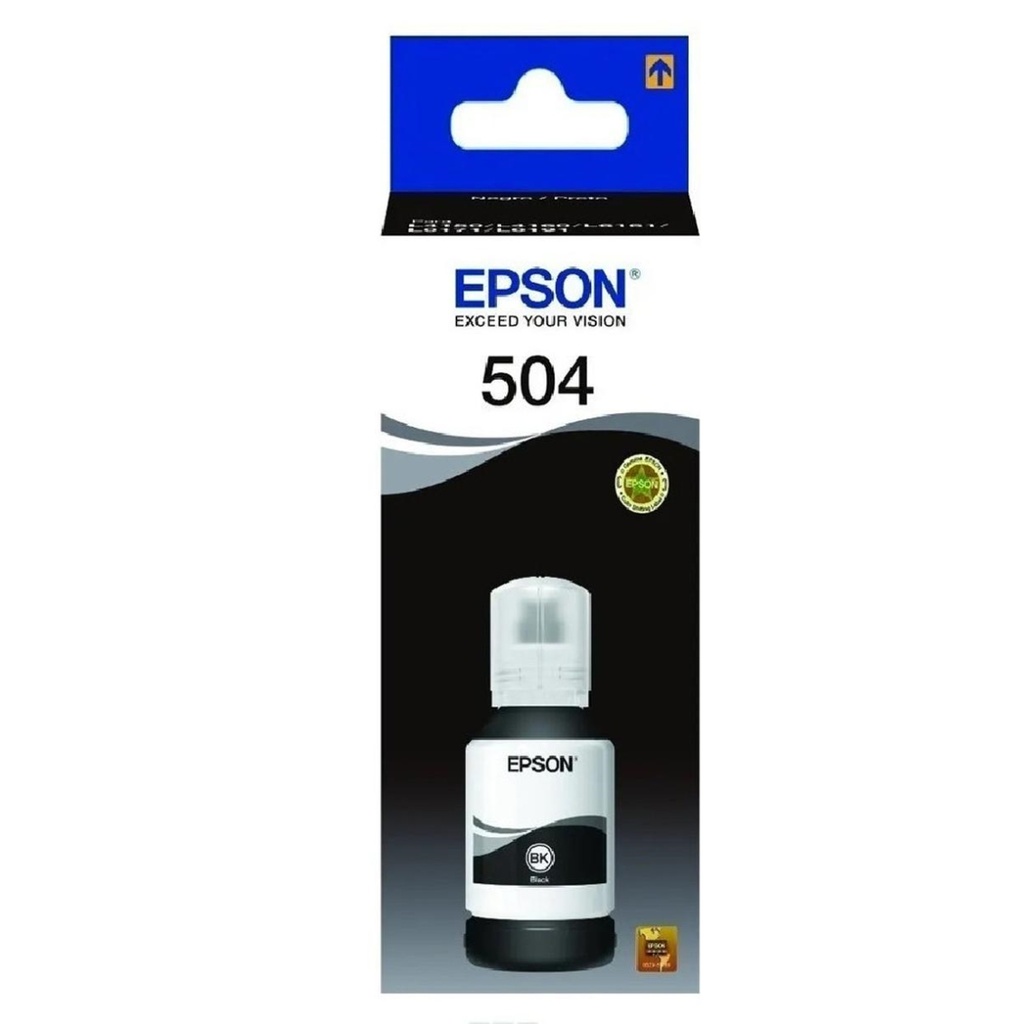Botella Original De Tinta Epson 504 Negro, 7.500 Páginas, 120 Ml