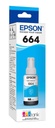 Botella Original De Tinta Epson 664 Cian, 7.500 Páginas, 70 ml