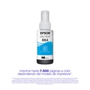 Botella Original De Tinta Epson 664 Cian, 7.500 Páginas, 70 ml