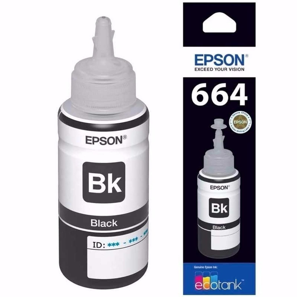 Botella Original De Tinta Epson 664 Negro, 4.500 Páginas, 70 ml