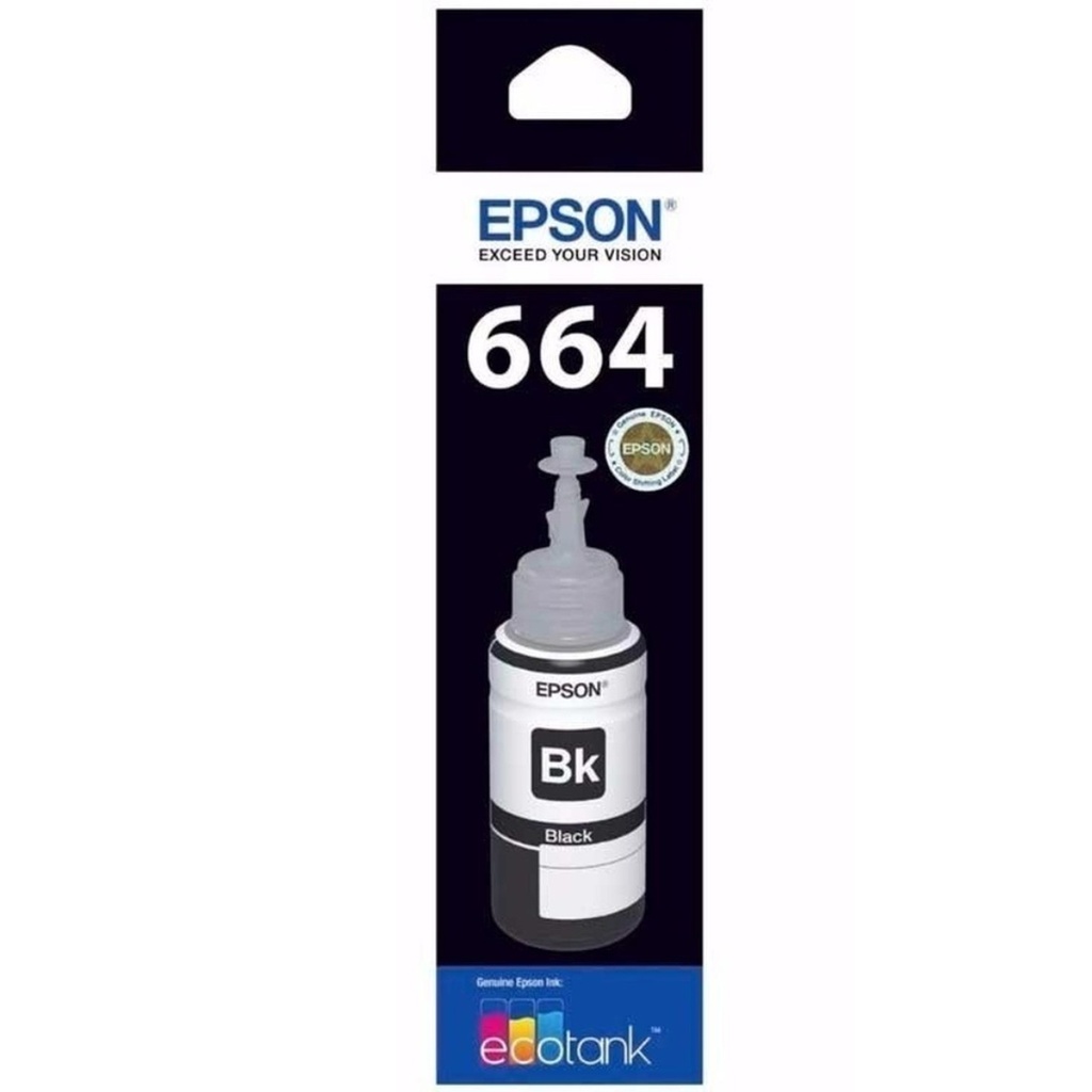 Botella Original De Tinta Epson 664 Negro, 4.500 Páginas, 70 ml