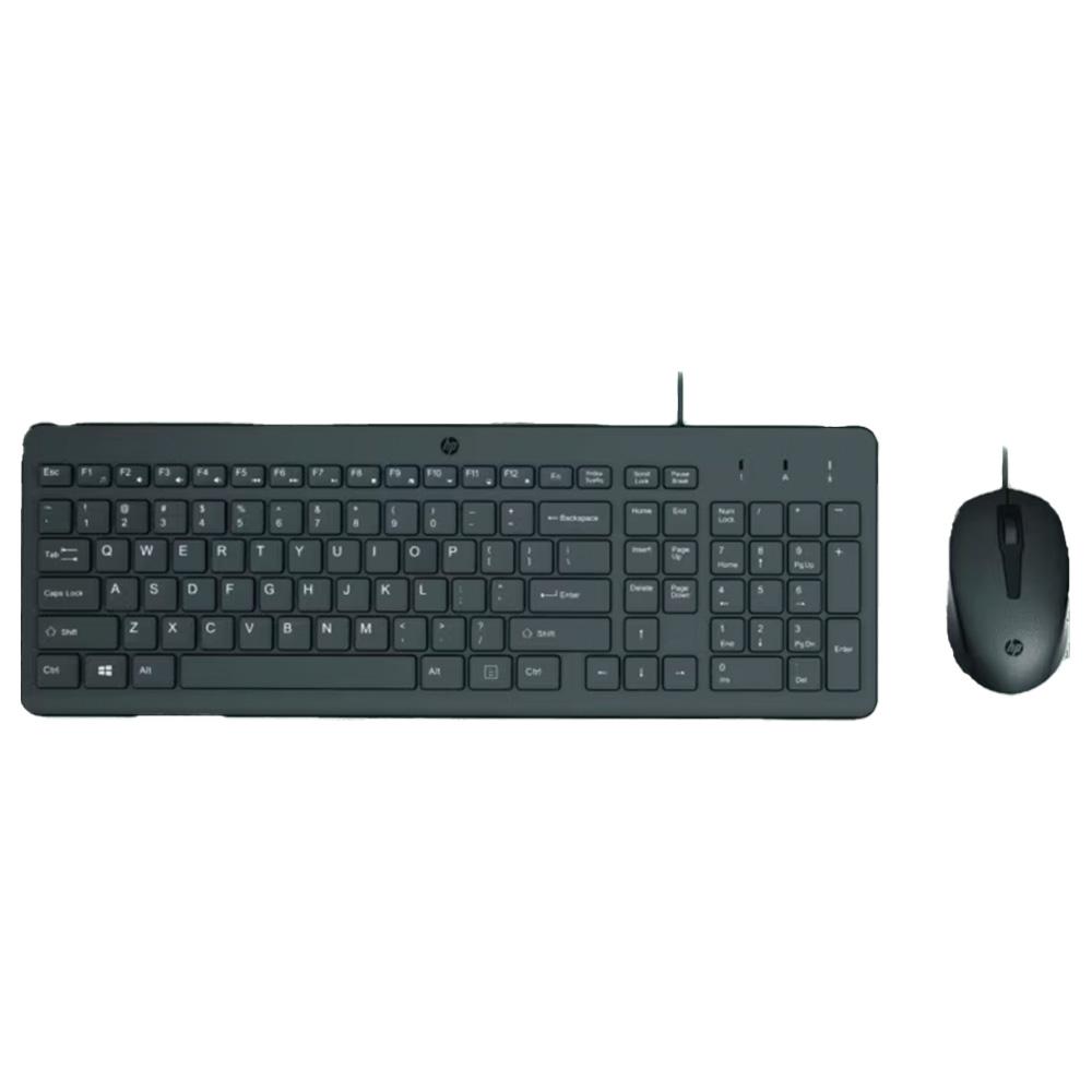 Combo Teclado Y Mouse Alámbrico HP 150 Negro Con Conexión USB