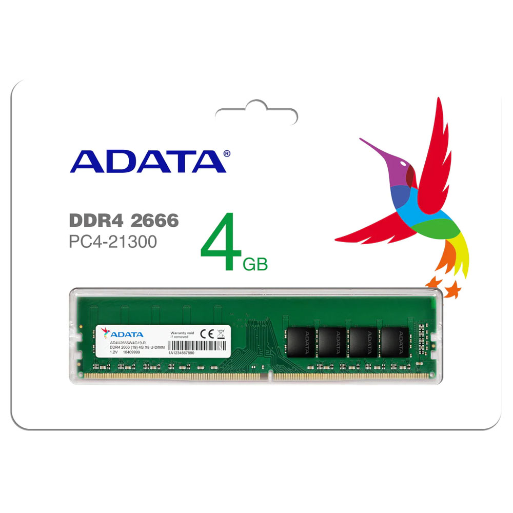 Módulo de Memoria RAM ADATA Para PC de Escritorio DDR4 4GB 2666 MHz DIMM 1x4GB Modelo AD4U26664G19-SGN