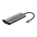 Adaptador Multipuerto Trust USB-C, 7 en 1 Negro 