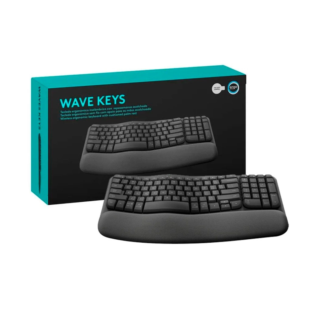 Teclado Wave Keys Ergonómico Logitech Bluetooth - Inalámbrico // Negro