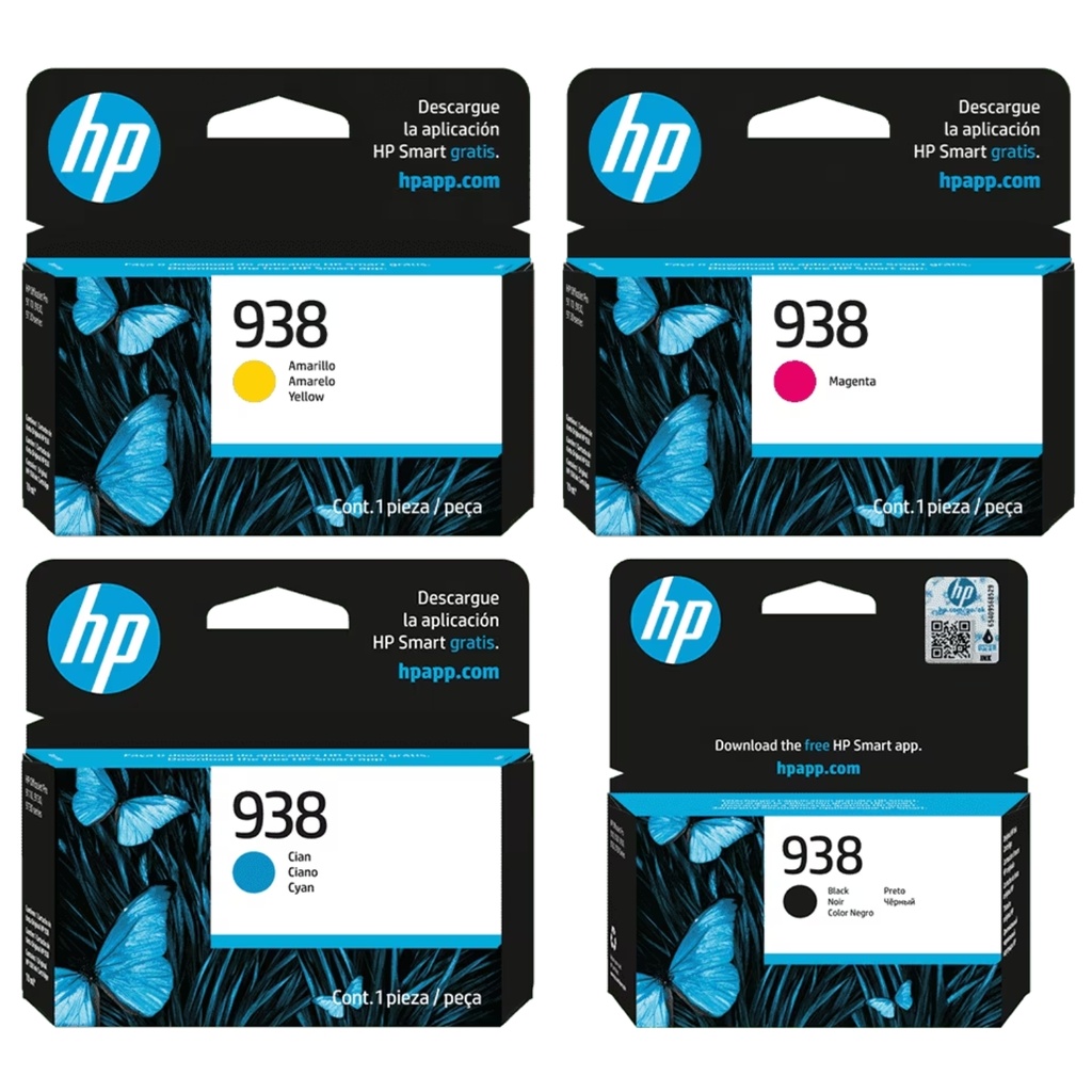 Kit De Cartuchos De Tinta Hp 938 Colores Amarrillo, Cian, Magenta Y Negro 