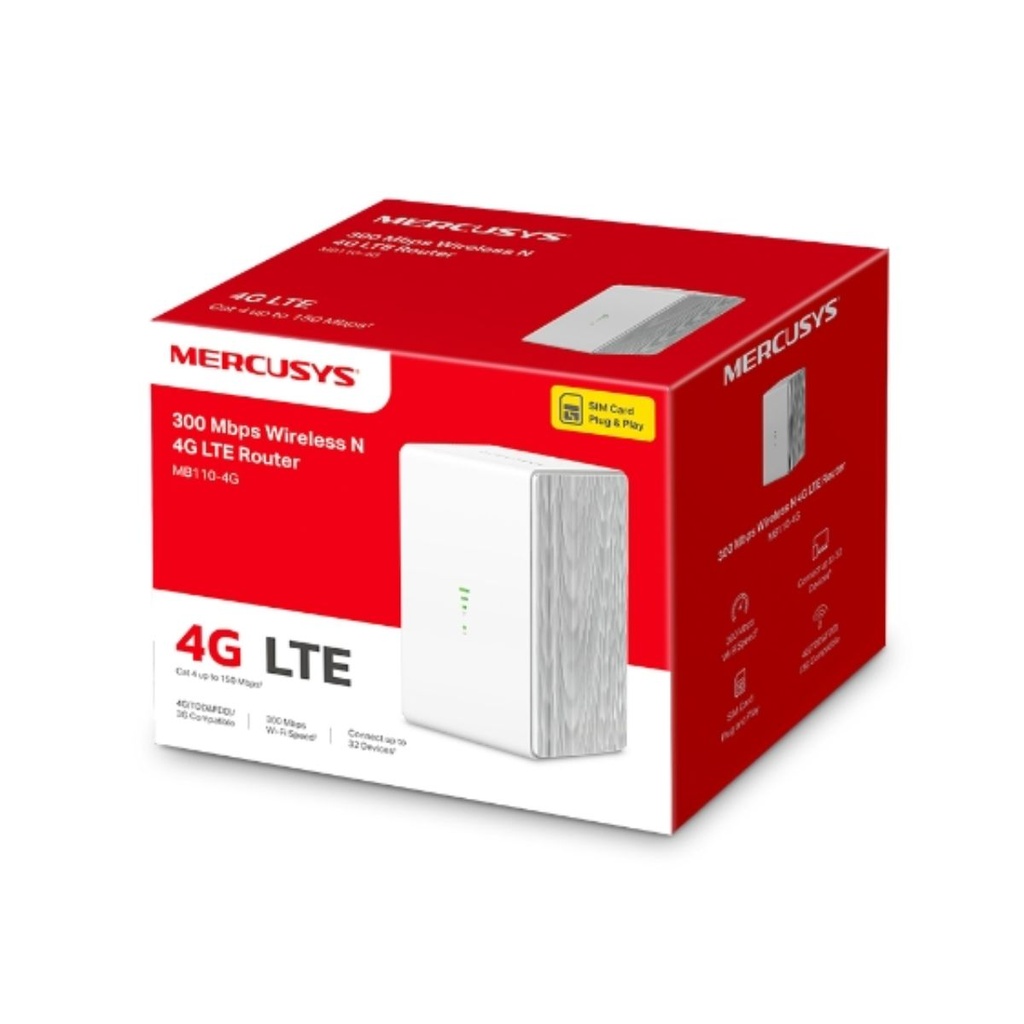 Router with N300 4G LTE Wi-Fi 300Mbps Modem & SIM Plug and Play