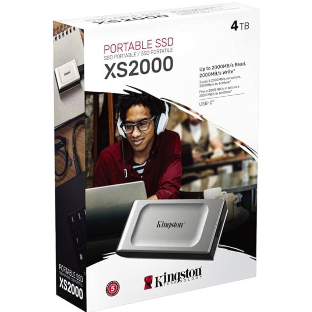 UNIDAD SOLIDA EXTERNA PORTÁTIL KINGSTON 4TB XS2000 USB-C 3.2 GEN 2X2 - PLATEADO