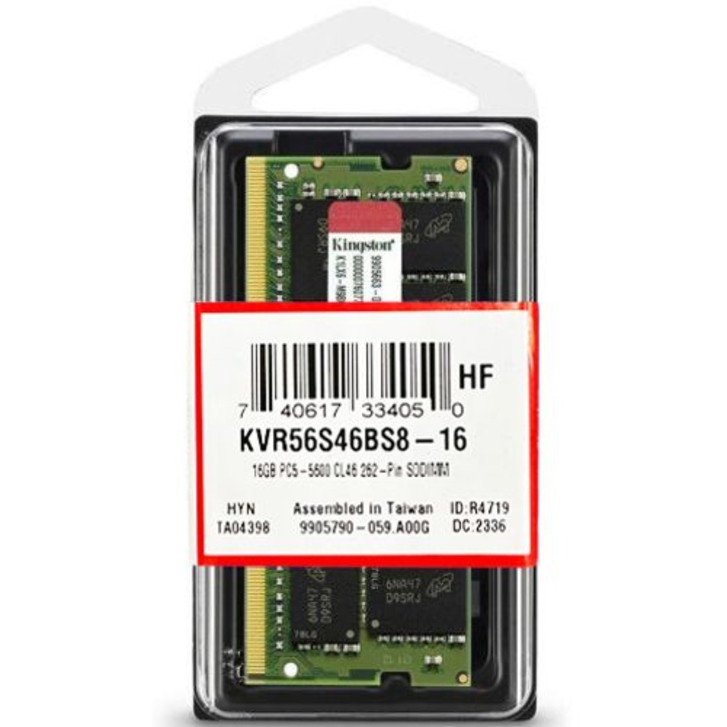 Memoria RAM Kingston Value RAM16GB DDR5-5600MT/s Non-ECC CL46 SODIMM
