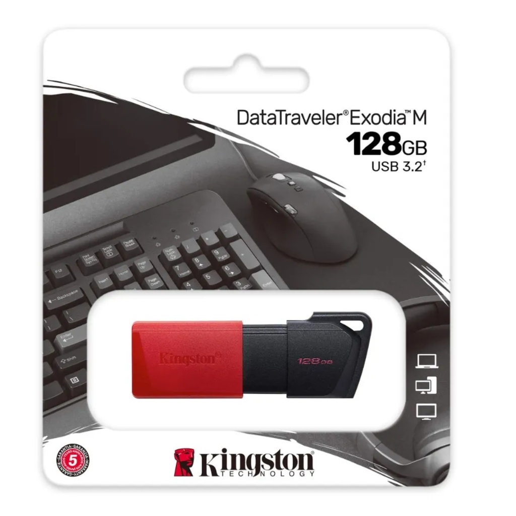 Memoria USB 3.2 Kingston 128GB Datatraveler Exodia Gen1 (Negro + Rojo)
