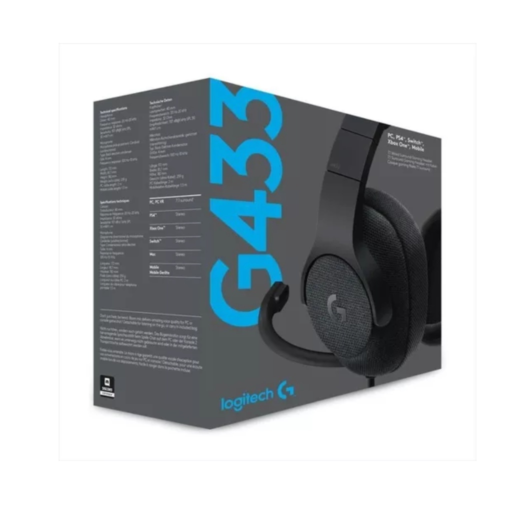 Diadema Gamer Logitech G433 7.1 Negra