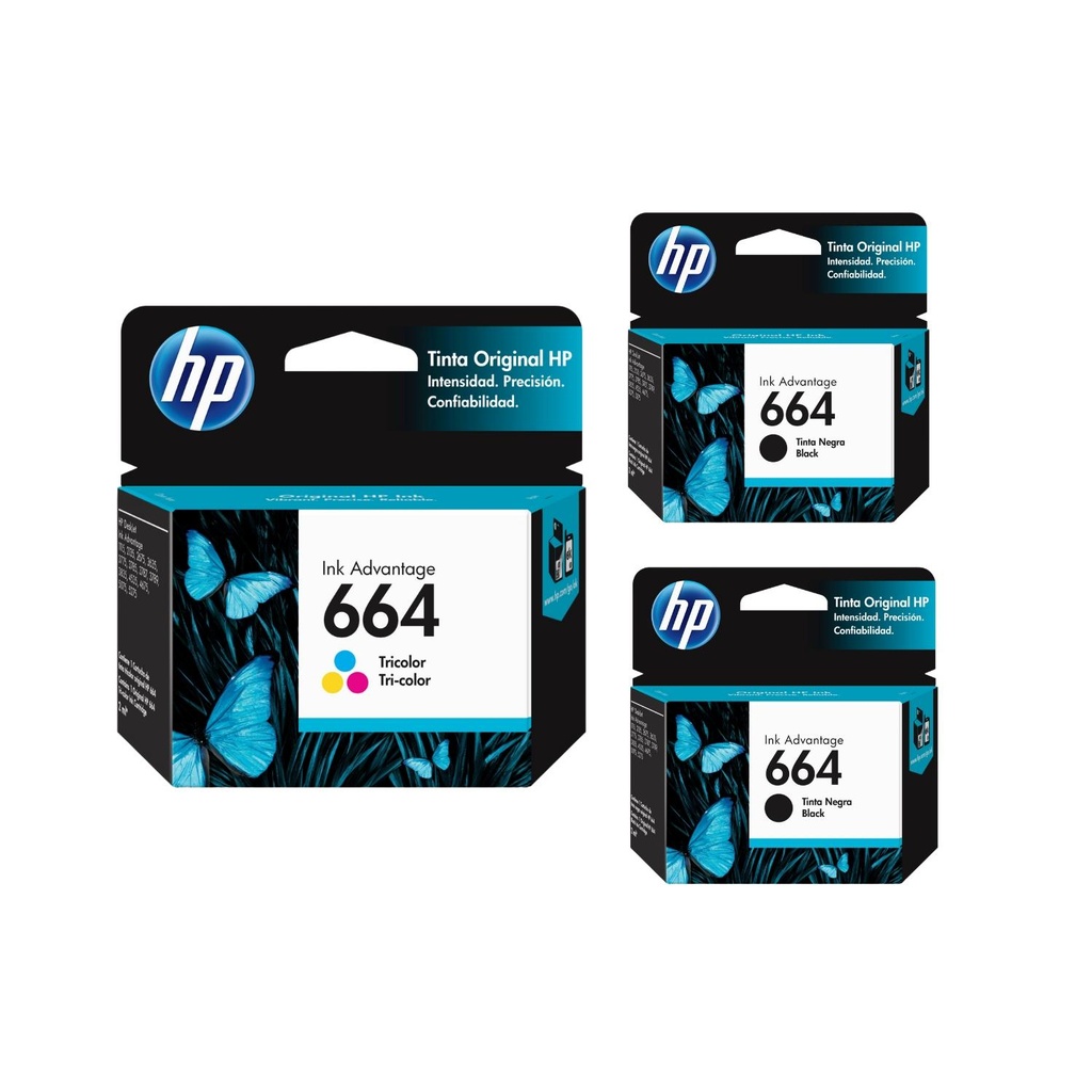 Cartuchos De Tinta HP 664 Tricolor + 2 Negro