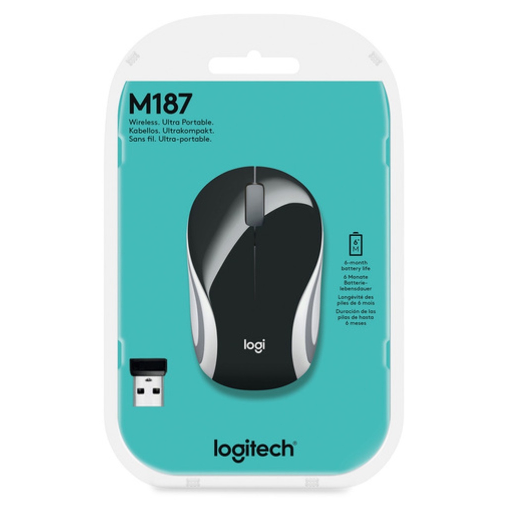 Mini Mouse Inalámbrico Logitech M187 LAT- - Negro