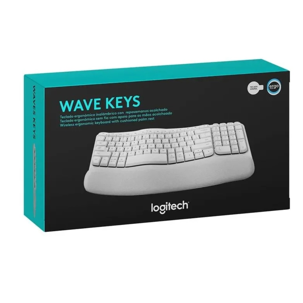 Teclado Wave Keys Ergonómico Logitech Inalámbrico - Blanco