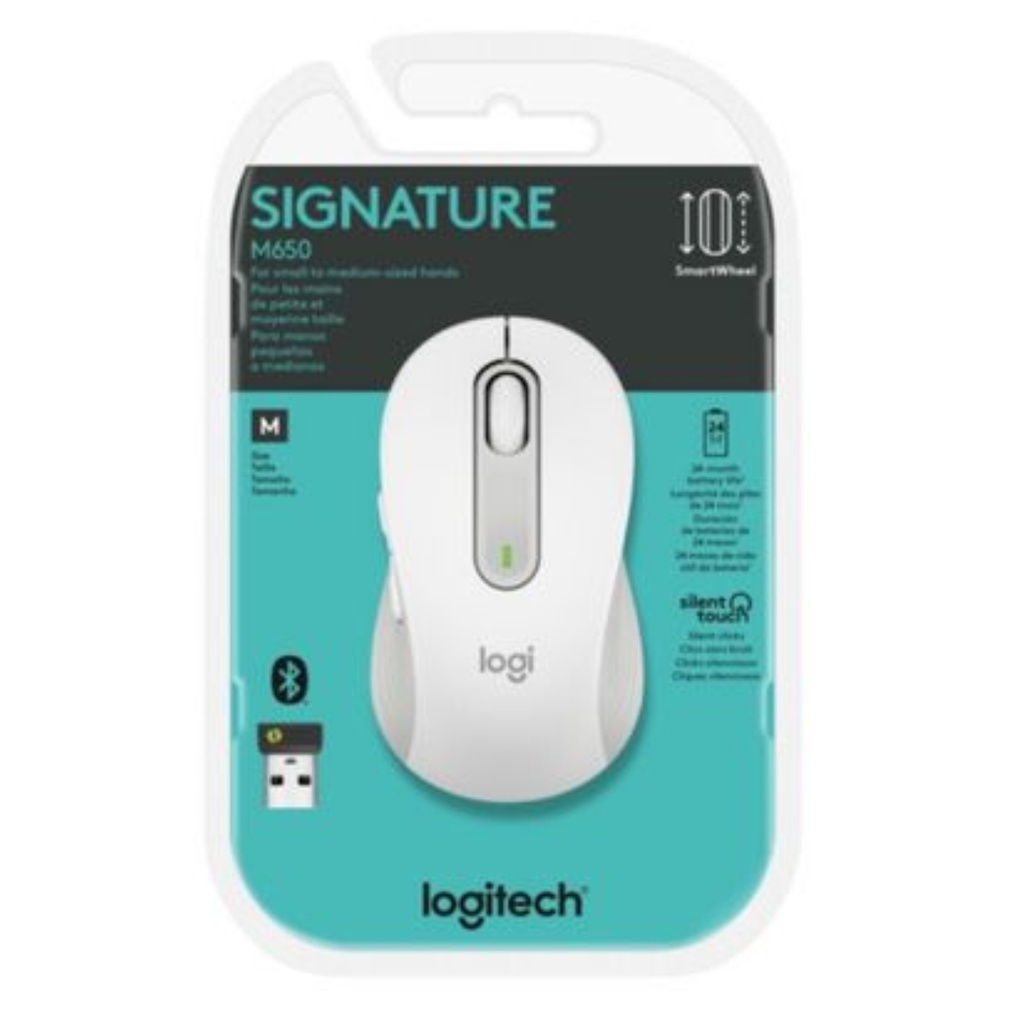Mouse Inalámbrico Logitech SignatureM650 Medium - Blanco