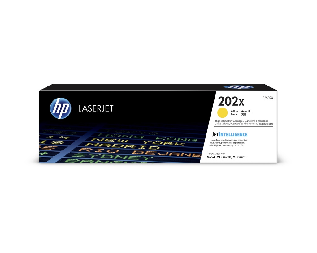 Cartucho Original De Tóner Hp 202X Alto Rendimiento Amarillo, 2.500 Páginas