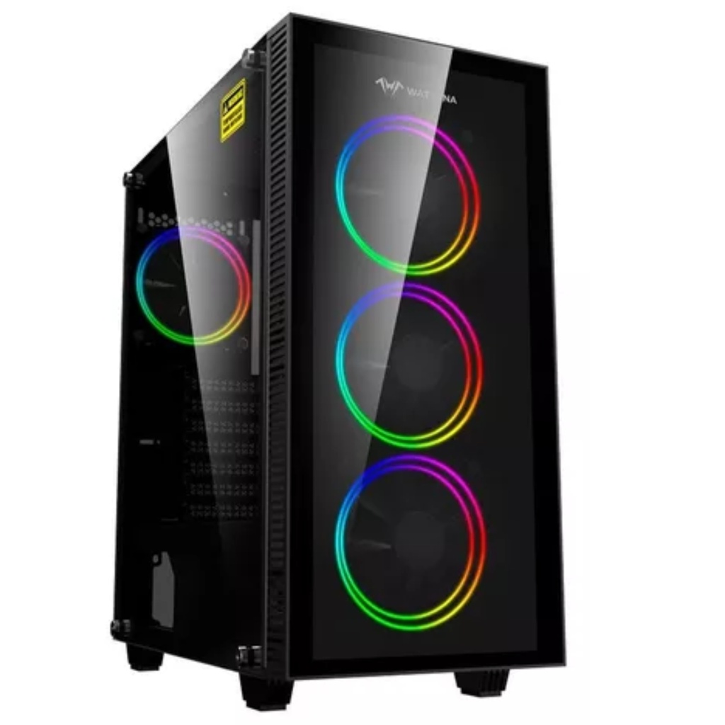 Chasis Gamer Wattana Obruks Wa-Ch-3603 Negro + 4 Ventiladores Gmx-12-Dbb Argb