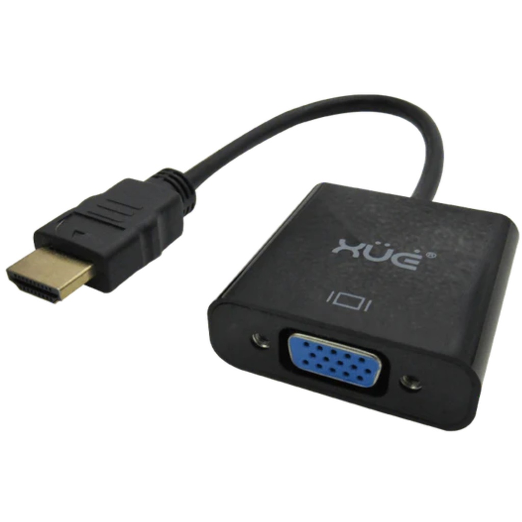 Convertidor XUE HDMI A VGA FHD 1920x1080P Con Audio 20CM Garantía 1 Año Negro