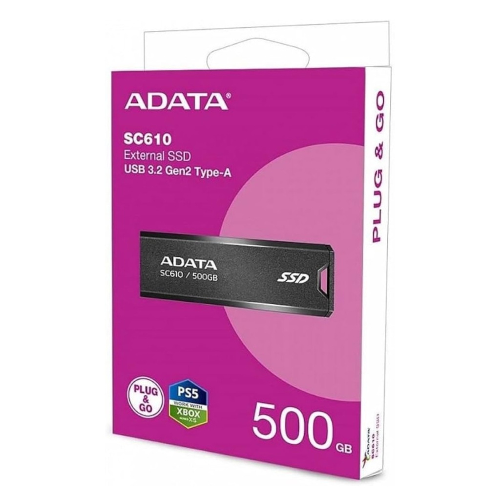 Disco Solido Externo ADATA SSD SC610 500GB Tipo USB Negro