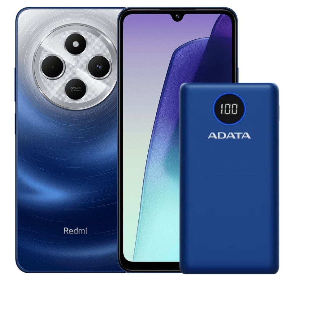 Combo Celular Xiaomi Redmi 14C Starry Blue, 4GB RAM y 256GB Memoria Interna + Power Bank Adata Cargador Portátil USB 20000mAh Azul