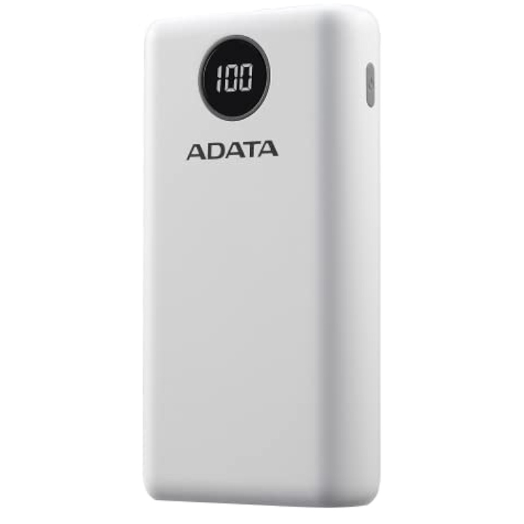 Batería Externa Adata 20000mAh 2 Puertos USB Quick Charge + 1 Puerto Tipo C Salida + 1 Puerto Tipo C Entrada - Blanco