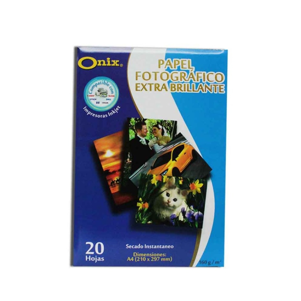 Papel Fotográfico Onix Carta 220 gr x 20 Hojas Doble Cara Brillante