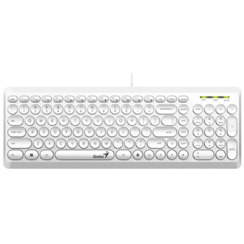 Teclado Genius USB Blanco Q200 Con Diseño Ergonómico Y Conexión Por Cable