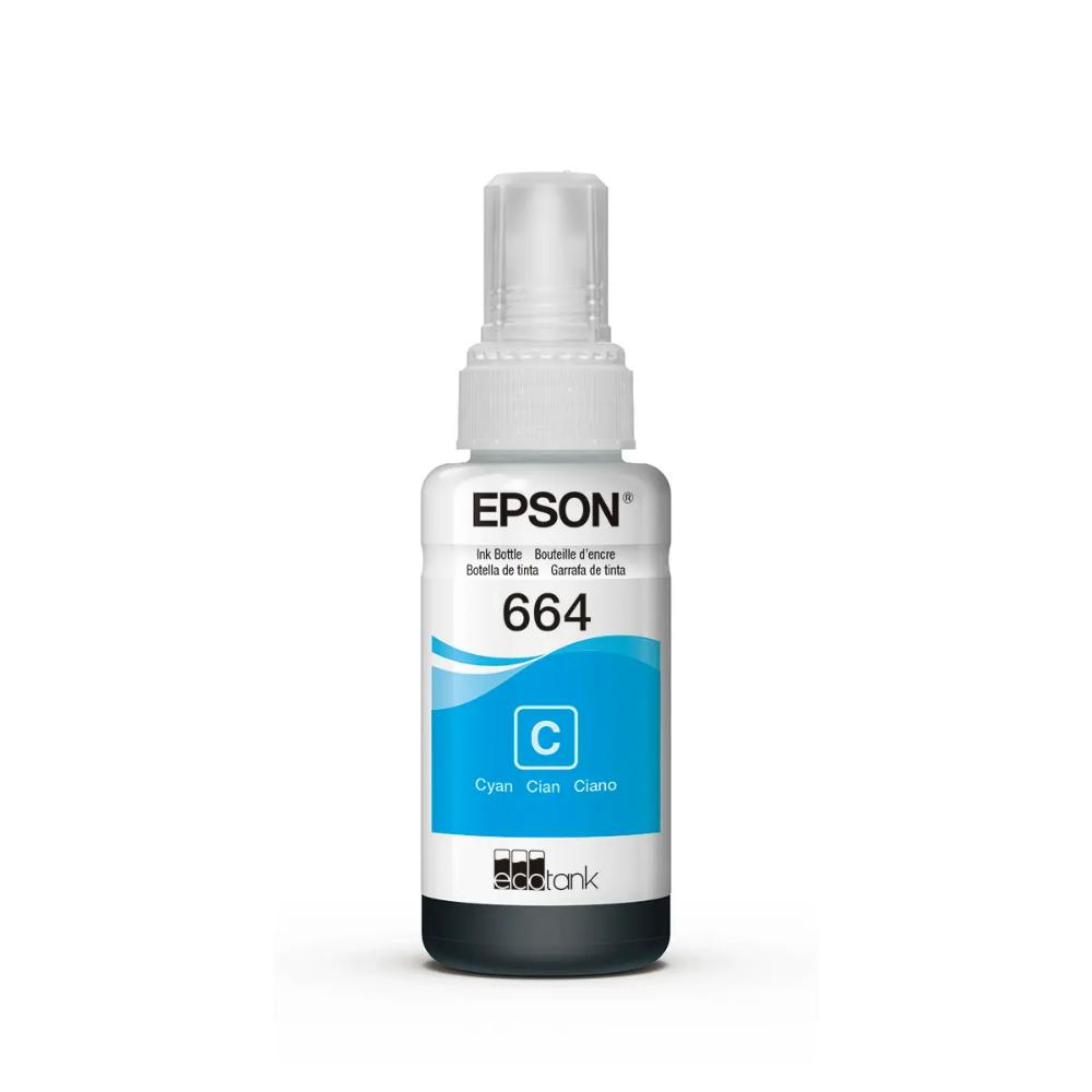 Botella Original De Tinta Epson 664 Cyan, 7.500 Páginas, 70 ml